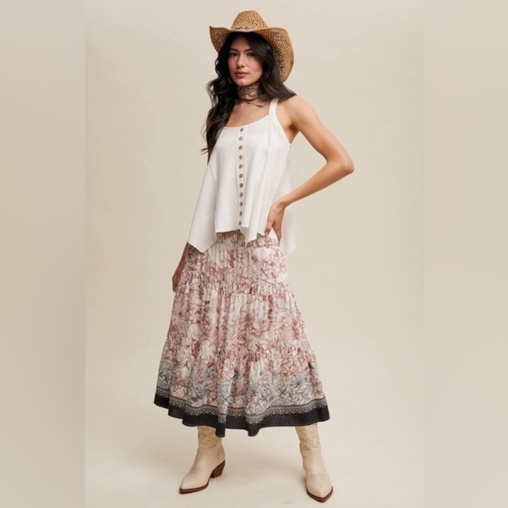 Convertible Bohemian Floral Smocked Maxi Skirt & Tube Dress - Listicle